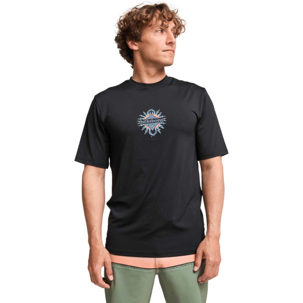 2026 Billabong Mens Solar Flare Loose Fit Short Sleeve Rash Vest EBYWR03028 - Black